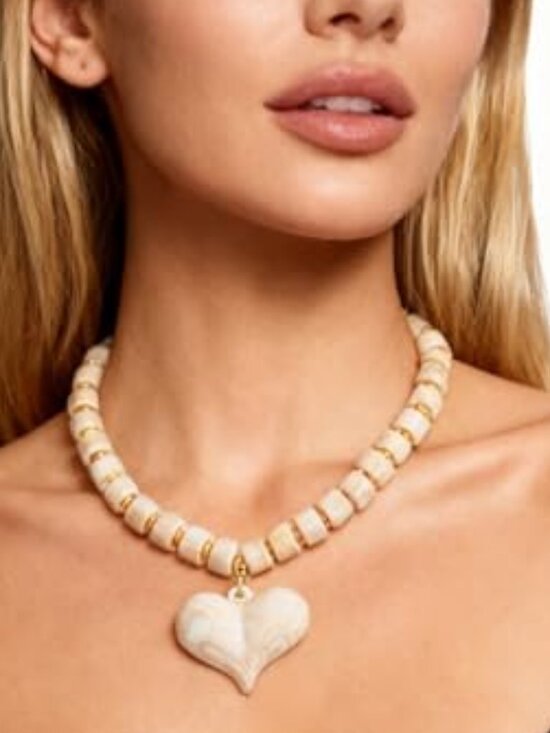 Jewelry - Amber Acrylic Chunky Heart Pendant Necklace for Women